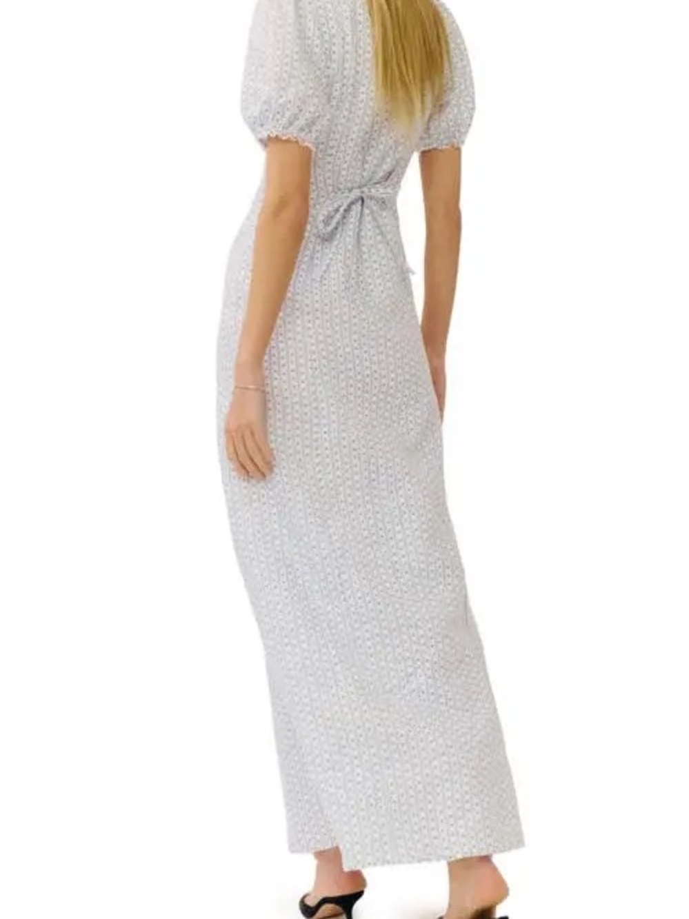 Reformation Cherise Linen Puff-Sleeve Light Blue Maxi Dress - Picture 2 of 15